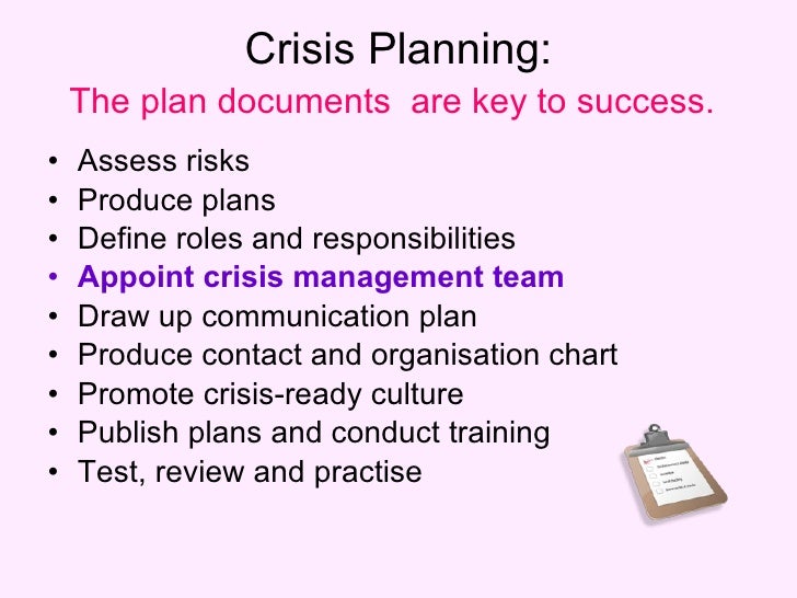 crisis management plan essay Custom essays why us contact us you have been charged with the development of a crisis management plan for the real or hypothetical health care organization. crisis management plan essay Custom essays why us contact us you have been charged with the development of a crisis management plan for the real or hypothetical health care organization.